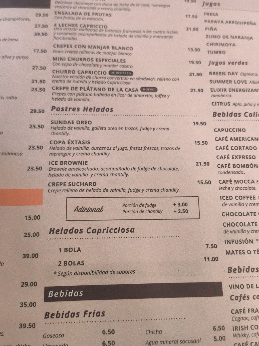 Menu Capriccio - Calle Mercaderes-10