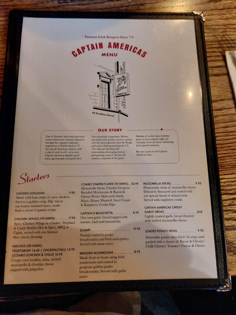 Menu Captain Americas Grafton Street-3
