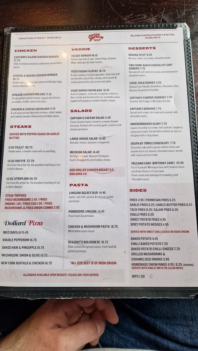 Menu Captain Americas Grafton Street-4