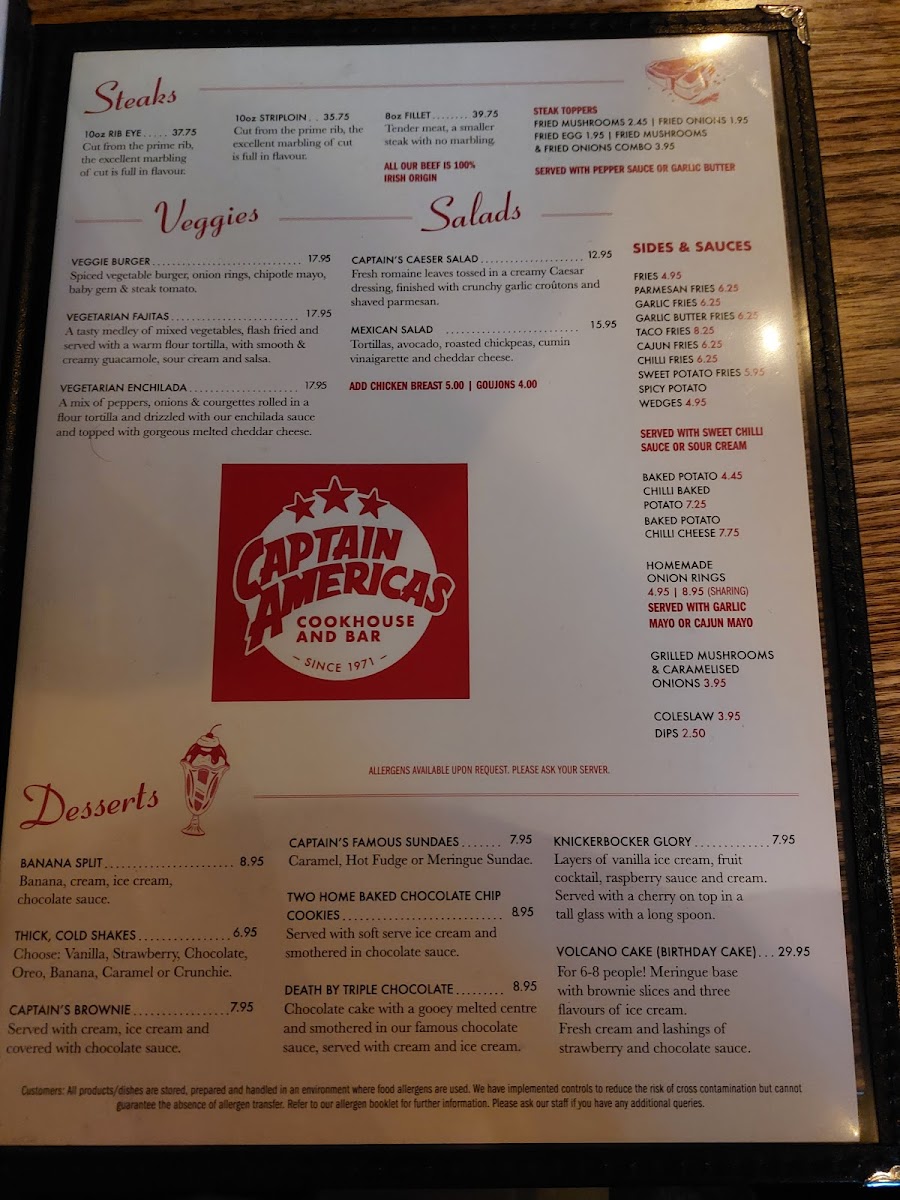 Menu Captain Americas Grafton Street-5