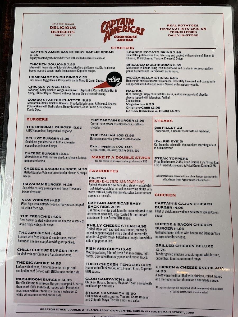 Menu Captain Americas Grafton Street-6