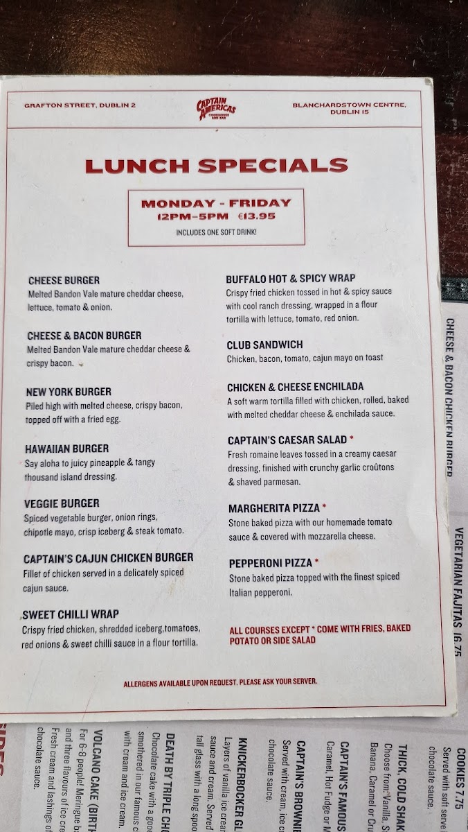 Menu Captain Americas Grafton Street-9