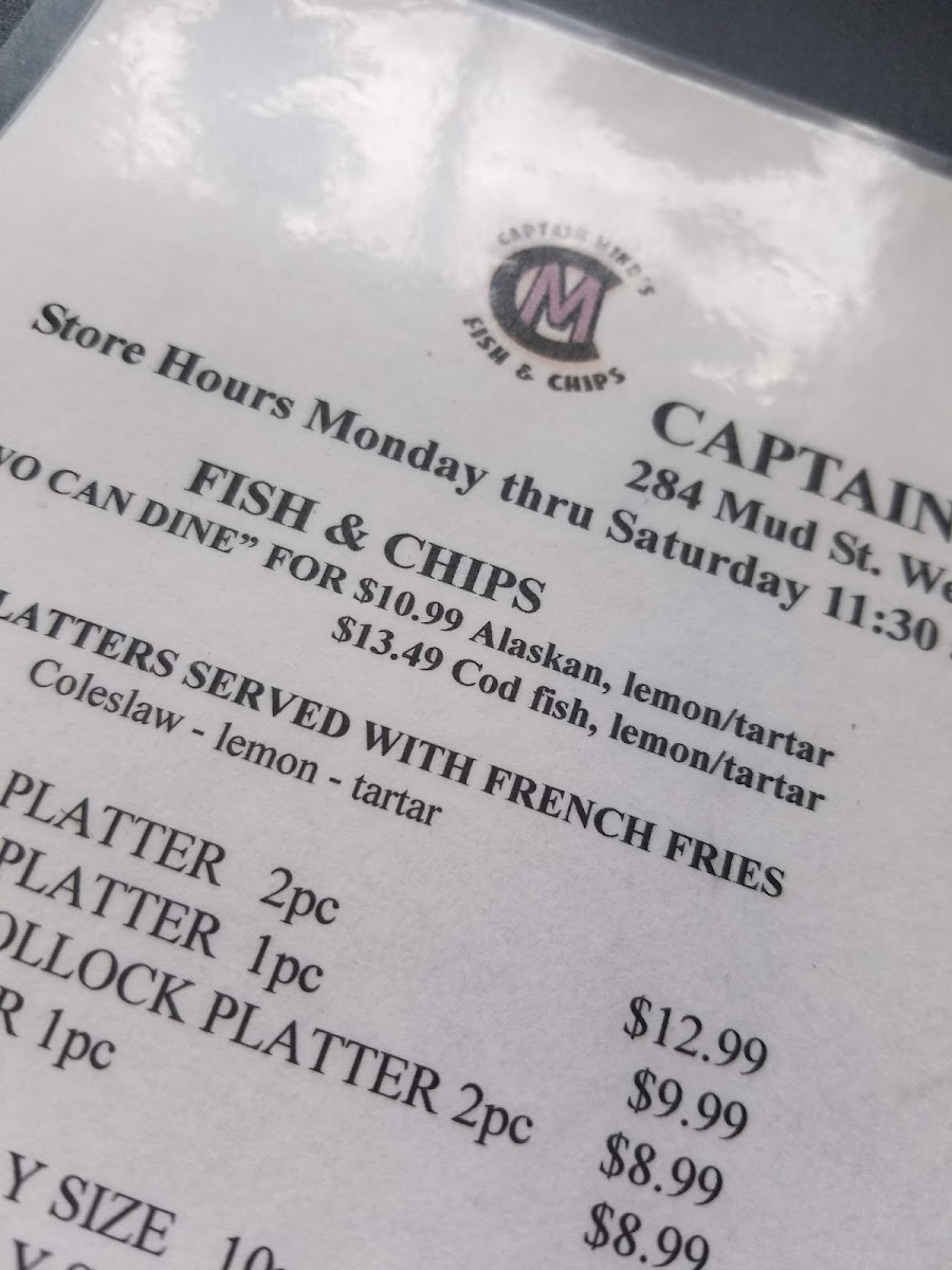 Menu Captain Mike's Fish And Chips-1