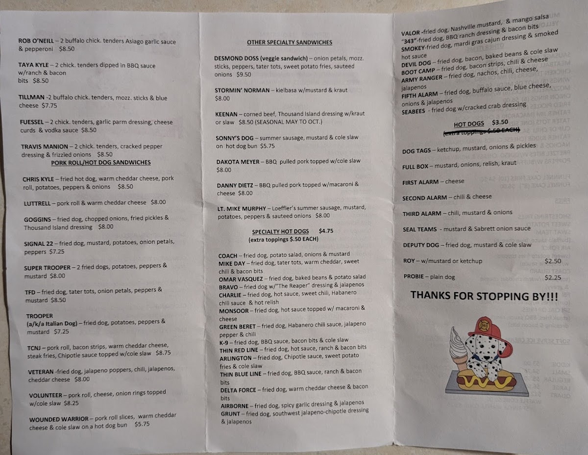Menu Captain Paul's Firehouse Dogs-1
