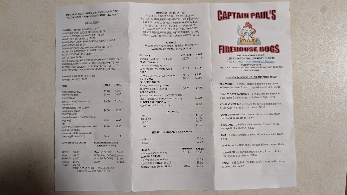 Menu Captain Paul's Firehouse Dogs-2