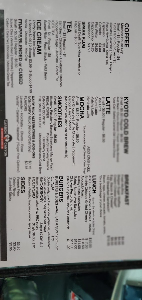 Menu Carbon Canyon Coffee Co.-9