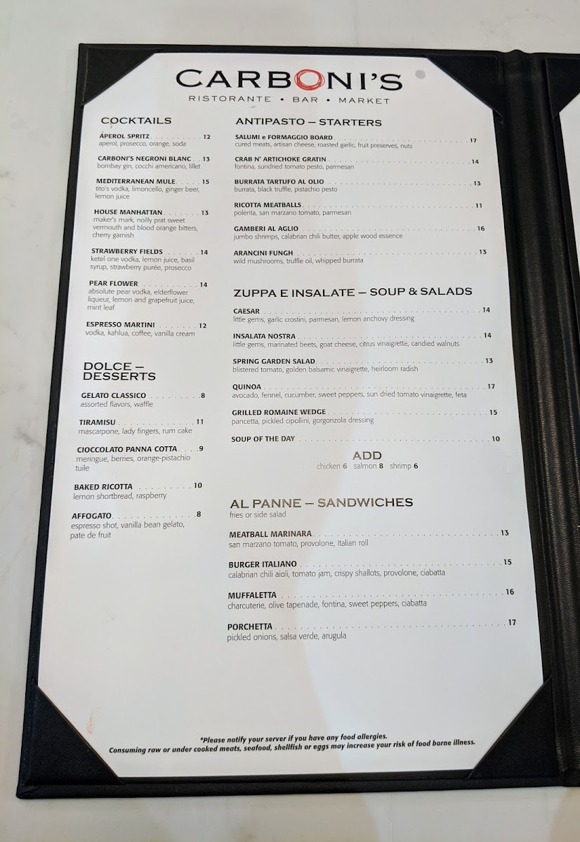 Menu Carboni's Ristorante-2