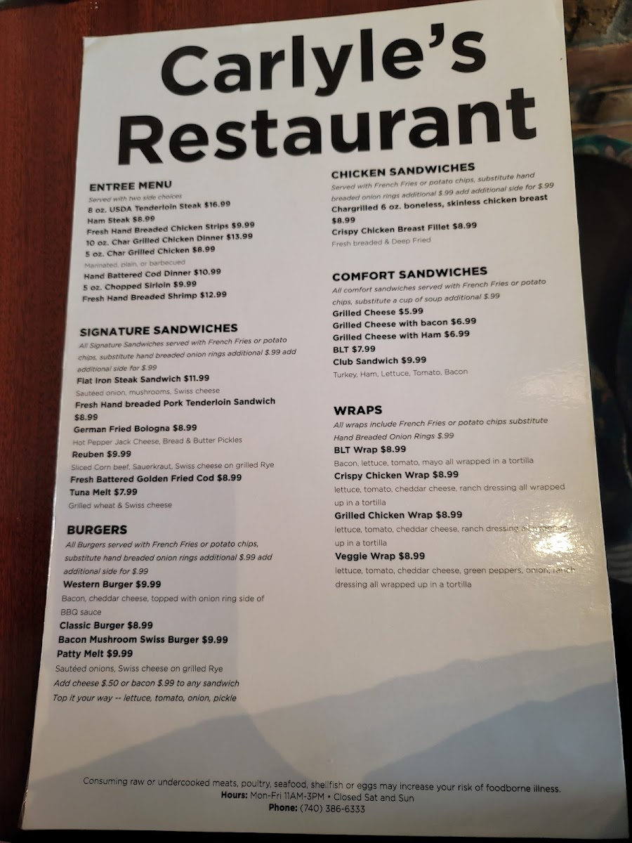 Menu Carlyle's Restaurant-2