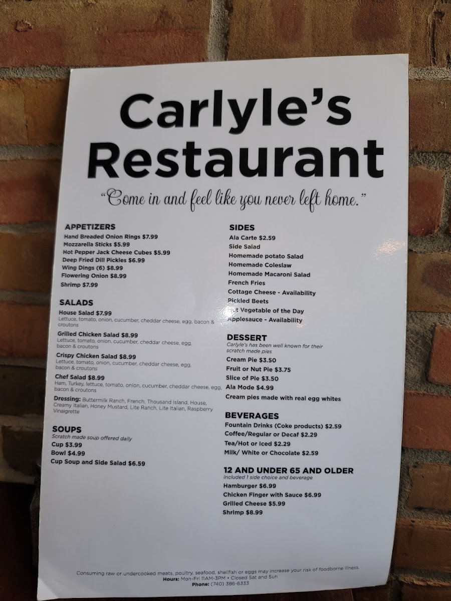 Menu Carlyle's Restaurant-3