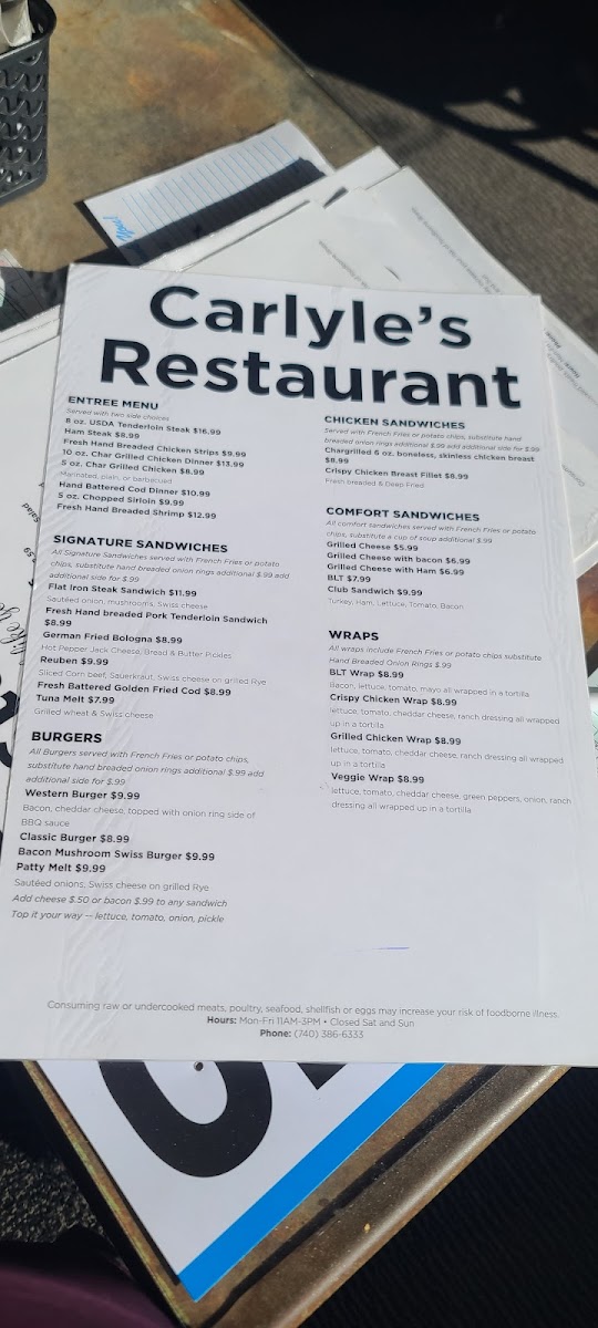 Menu Carlyle's Restaurant-5