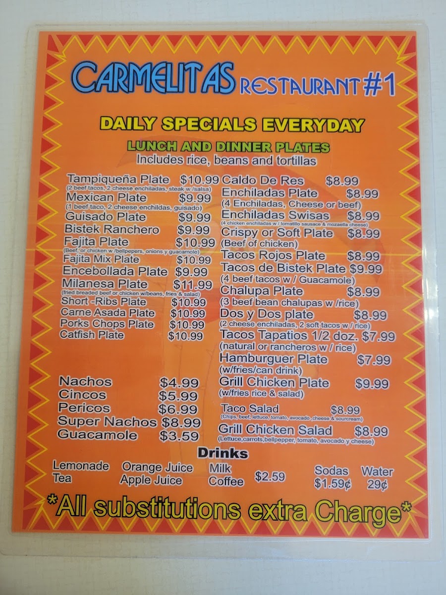 Menu Carmelitas Restaurant #1-1