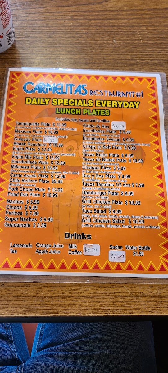 Menu Carmelitas Restaurant #1-4
