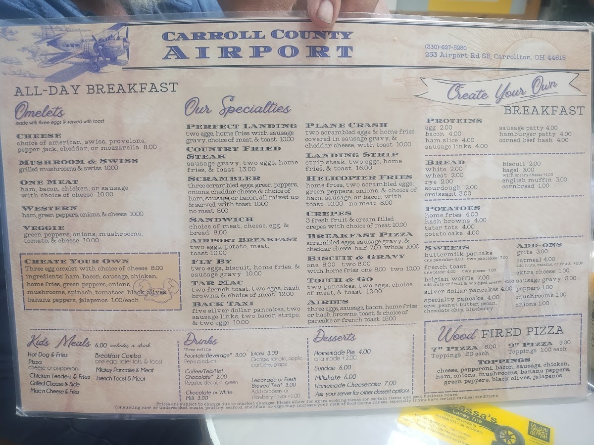Menu Carroll County Airport Restaurant-1