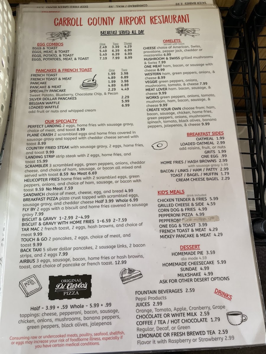 Menu Carroll County Airport Restaurant-2