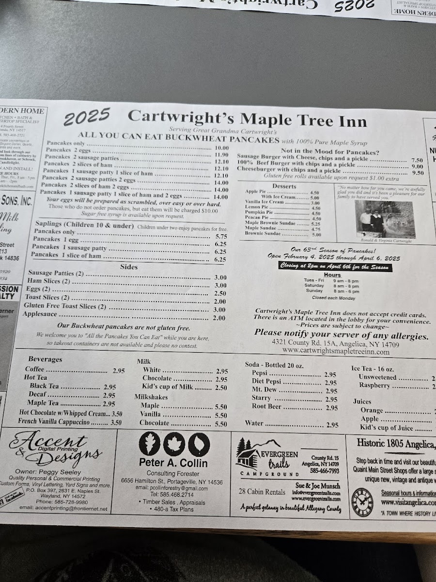 Menu Cartwright's Maple Tree Inn, Llc-10