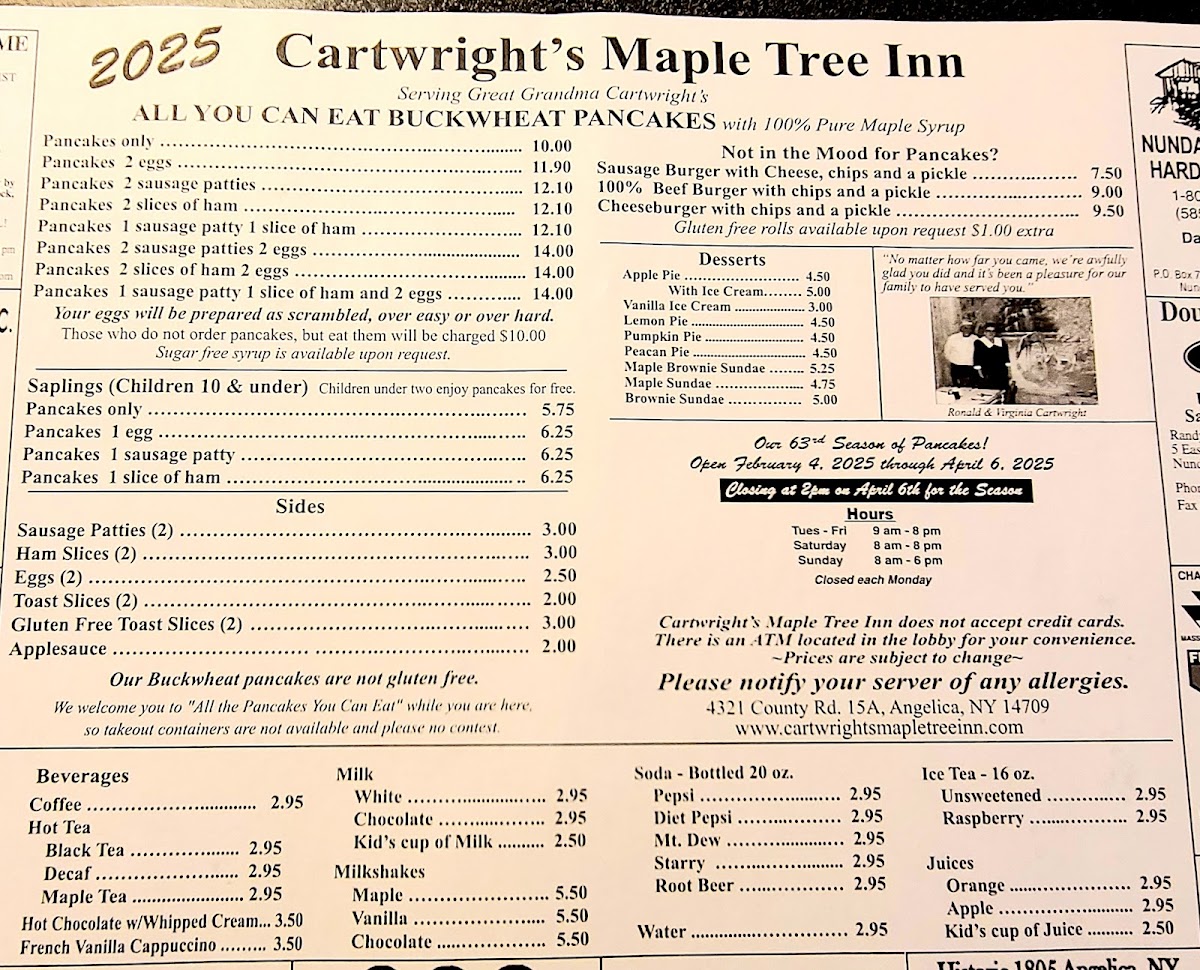 Menu Cartwright's Maple Tree Inn, Llc-9