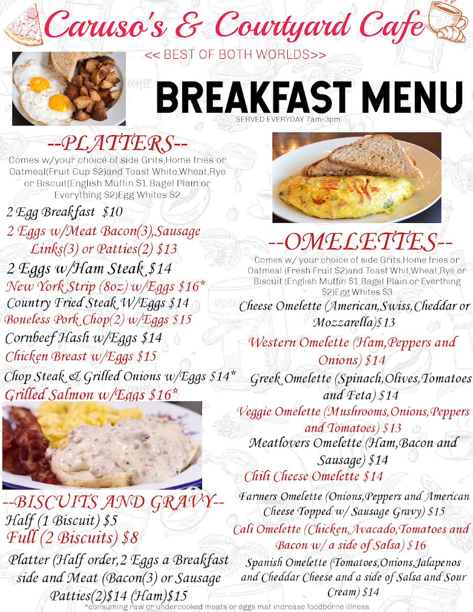 Menu Caruso's & Courtyard Cafe-1