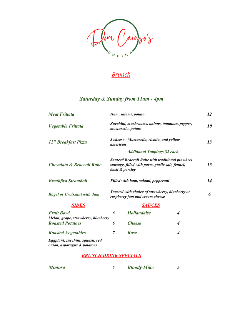 Menu Caruso's & Courtyard Cafe-10