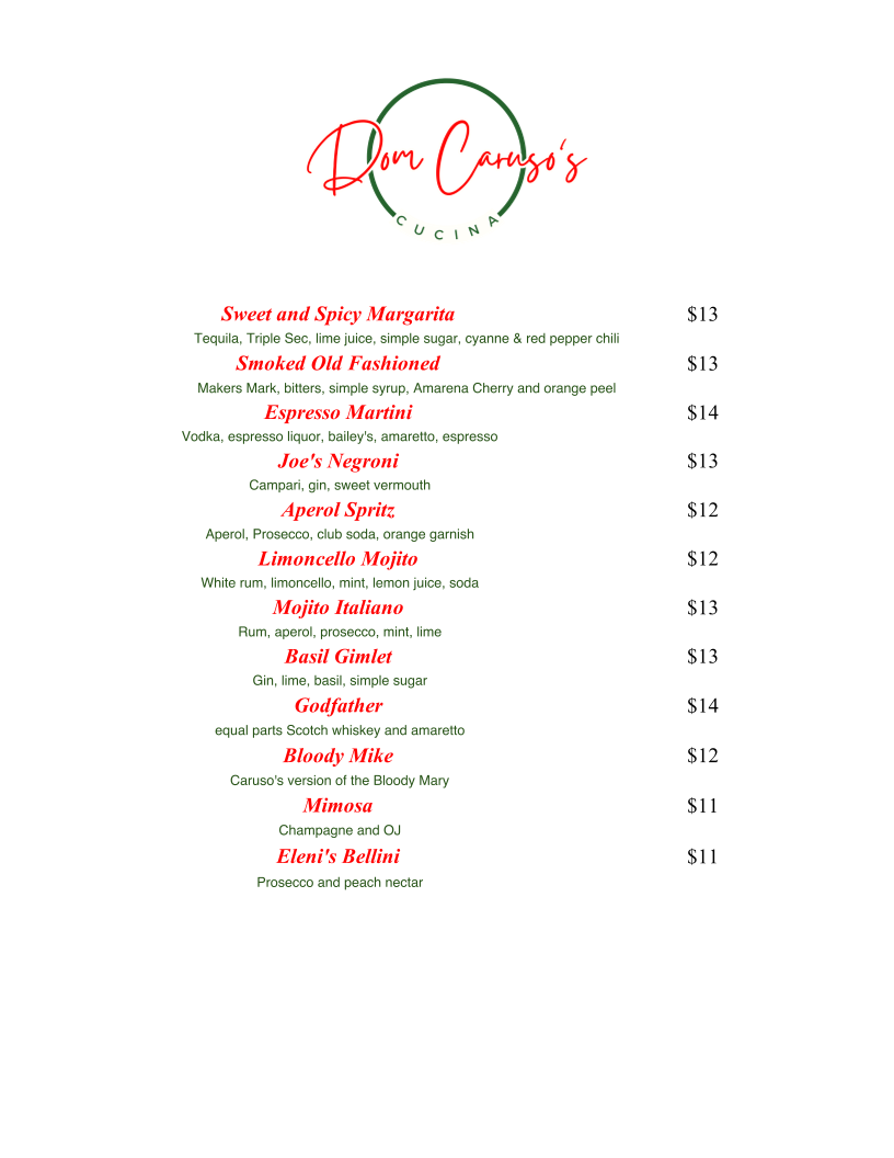 Menu Caruso's & Courtyard Cafe-5