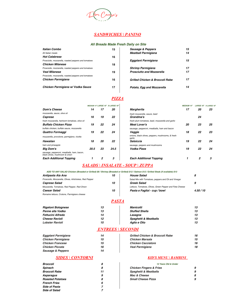 Menu Caruso's & Courtyard Cafe-6