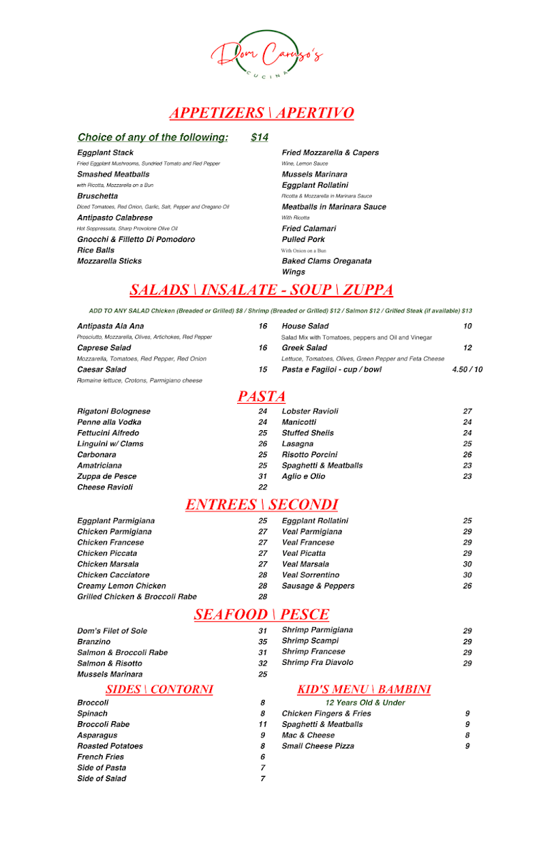 Menu Caruso's & Courtyard Cafe-7