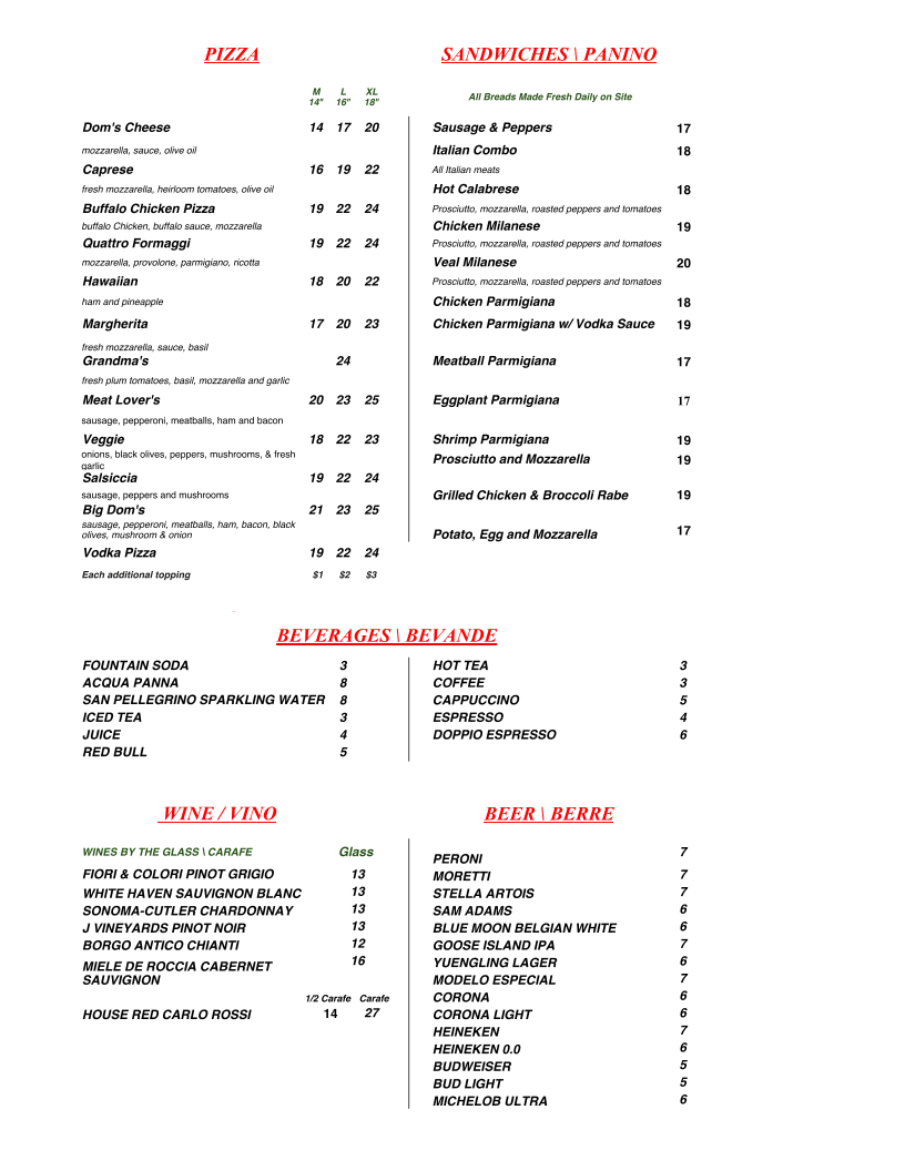 Menu Caruso's & Courtyard Cafe-8