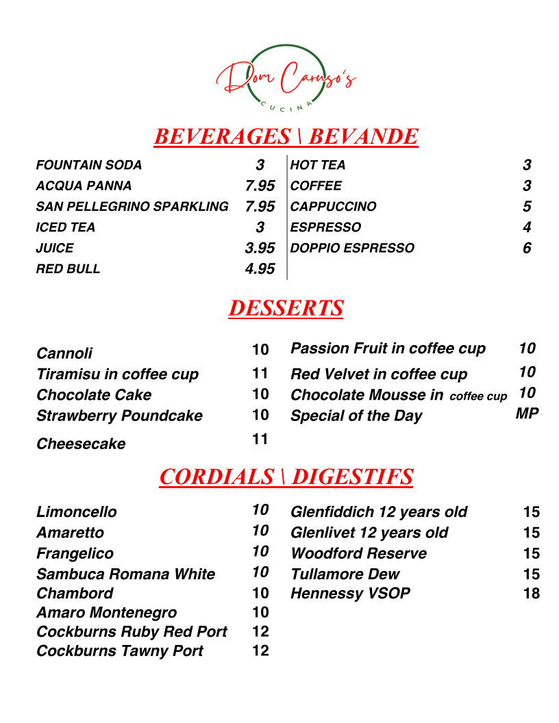 Menu Caruso's & Courtyard Cafe-9