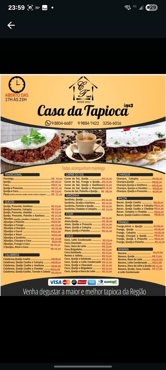 Menu Casa Da Tapioca E Pizzaria Lepa3-5