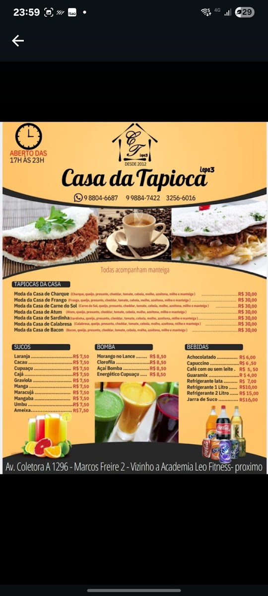 Menu Casa Da Tapioca E Pizzaria Lepa3-6