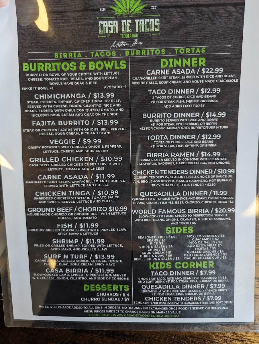 Menu Casa De Tacos Tequila Bar-2