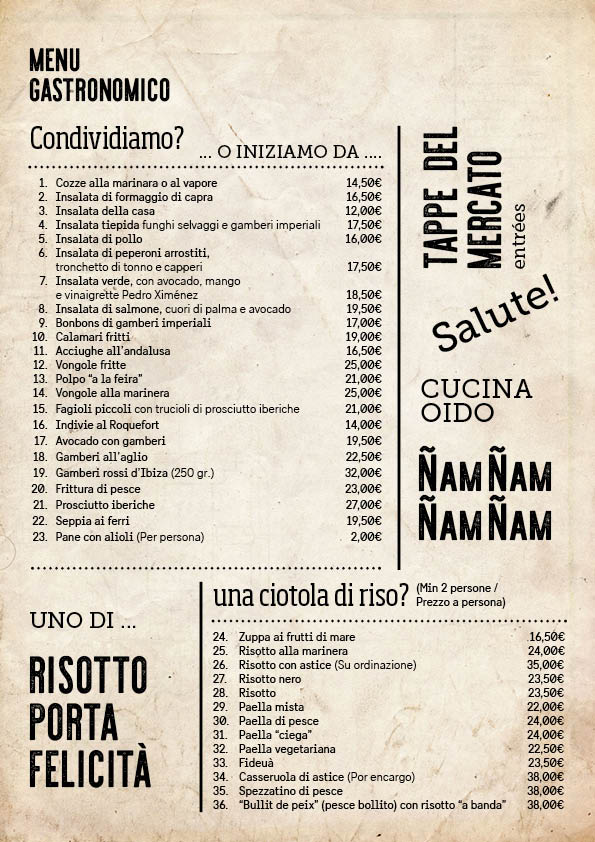 Menu Casa Manolo 1992-1
