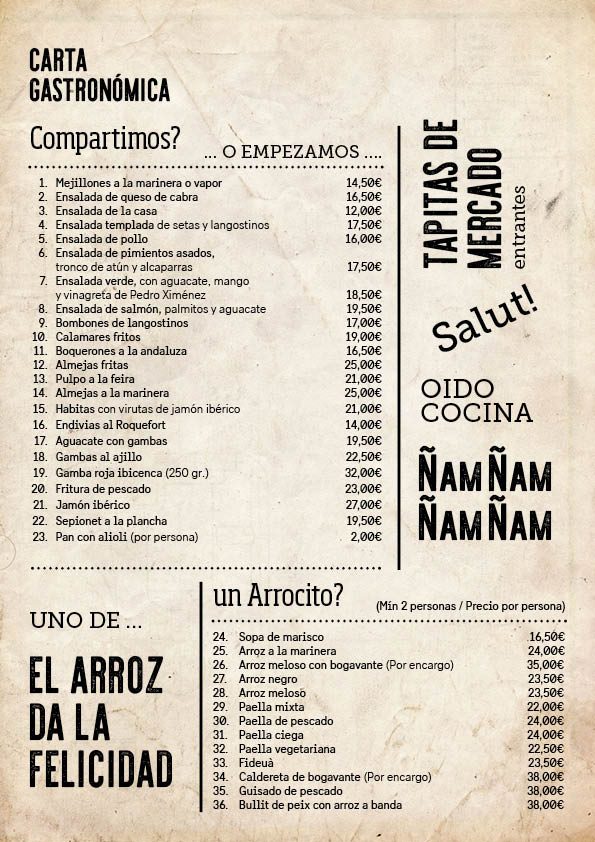 Menu Casa Manolo 1992-3