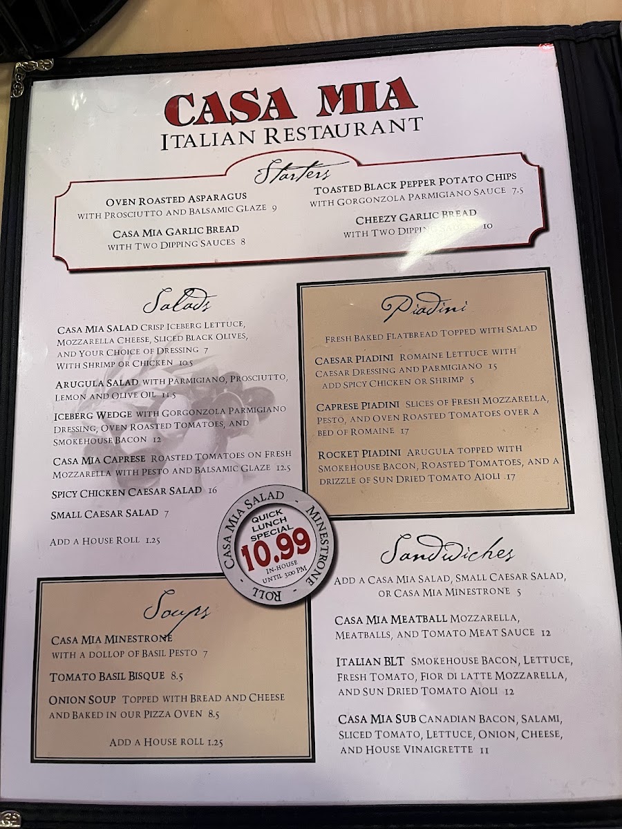 Menu Casa Mia Italian Restaurant-1