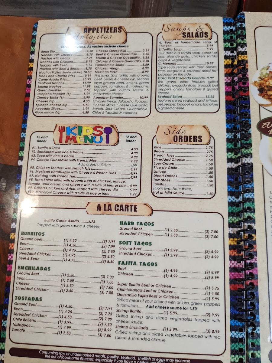 Menu Casa Real - Sandusky, Oh-10