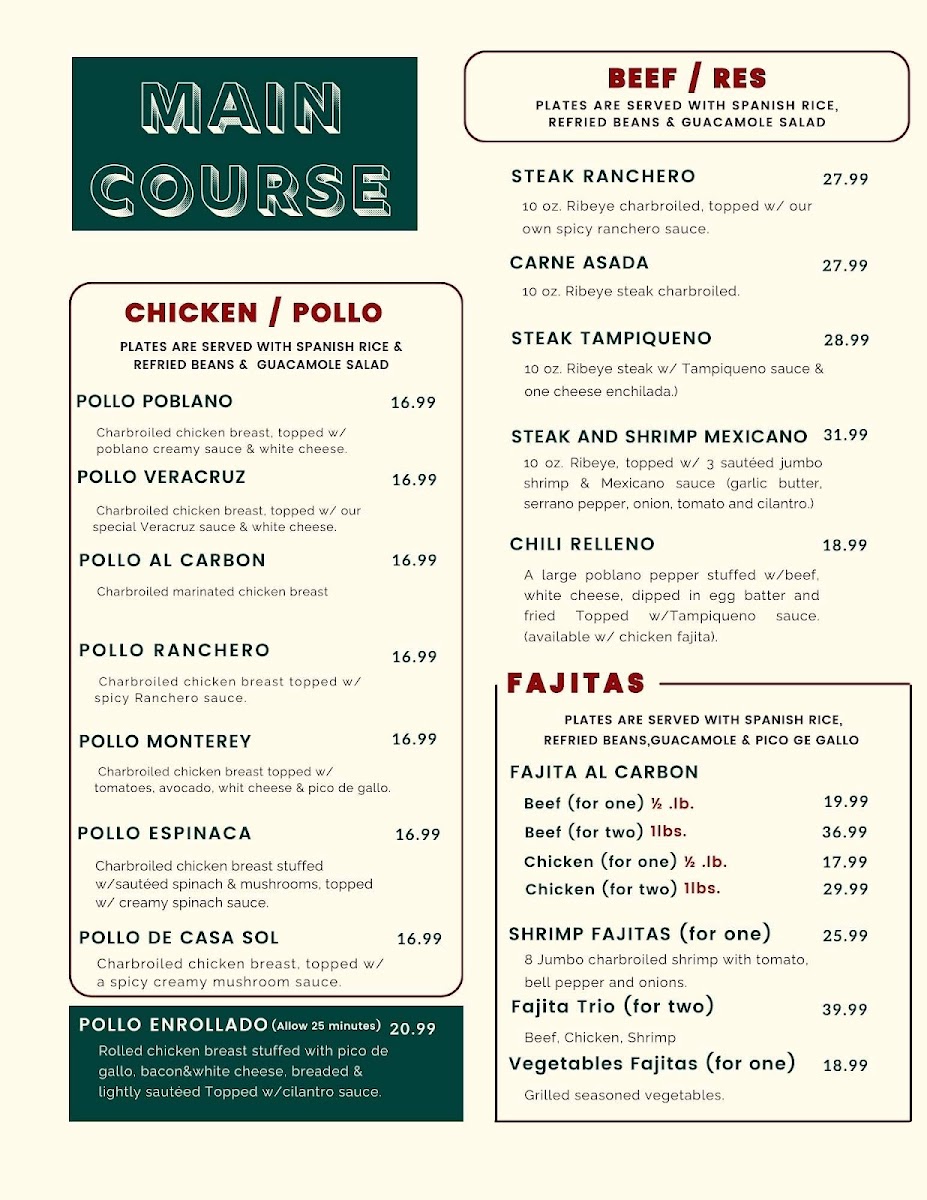 Menu Casa Sol Mexican Restaurant-1