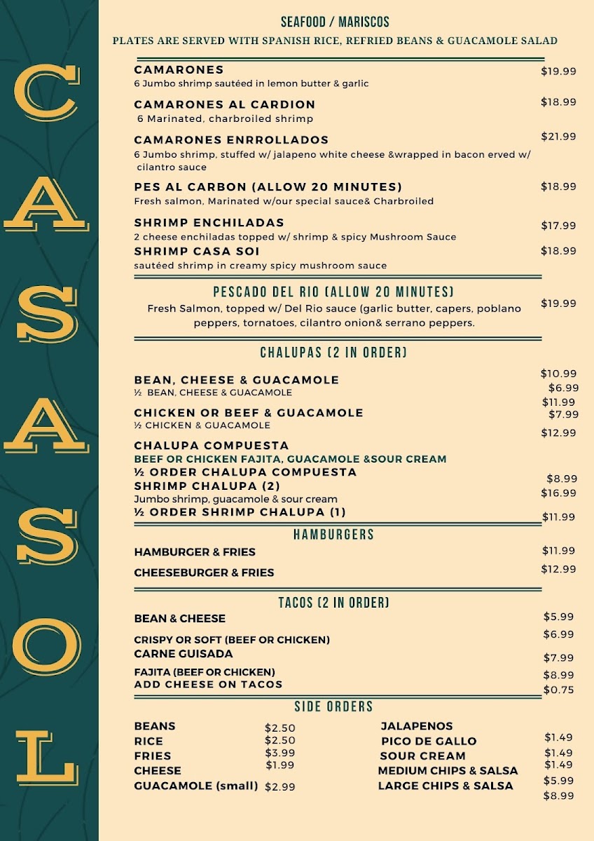 Menu Casa Sol Mexican Restaurant-10