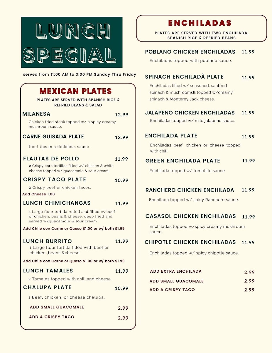 Menu Casa Sol Mexican Restaurant-2