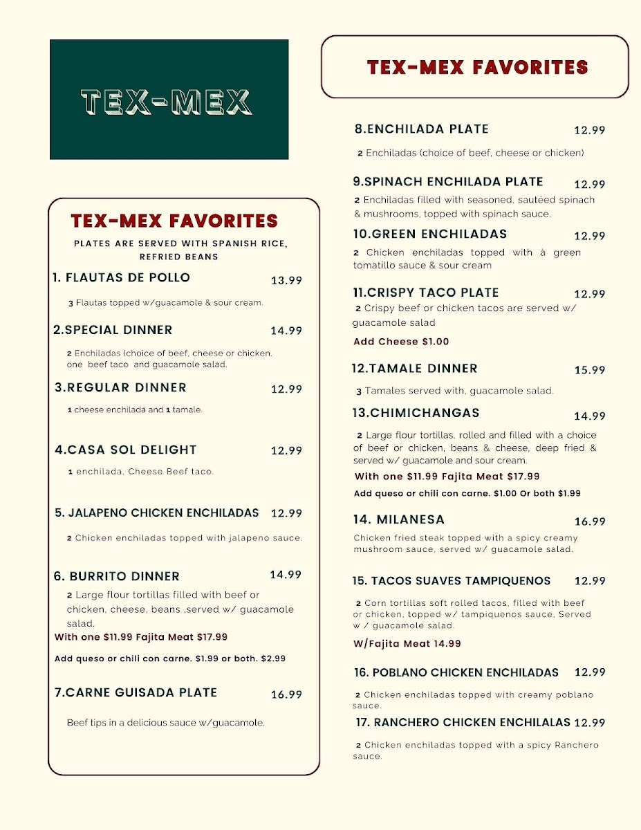 Menu Casa Sol Mexican Restaurant-3