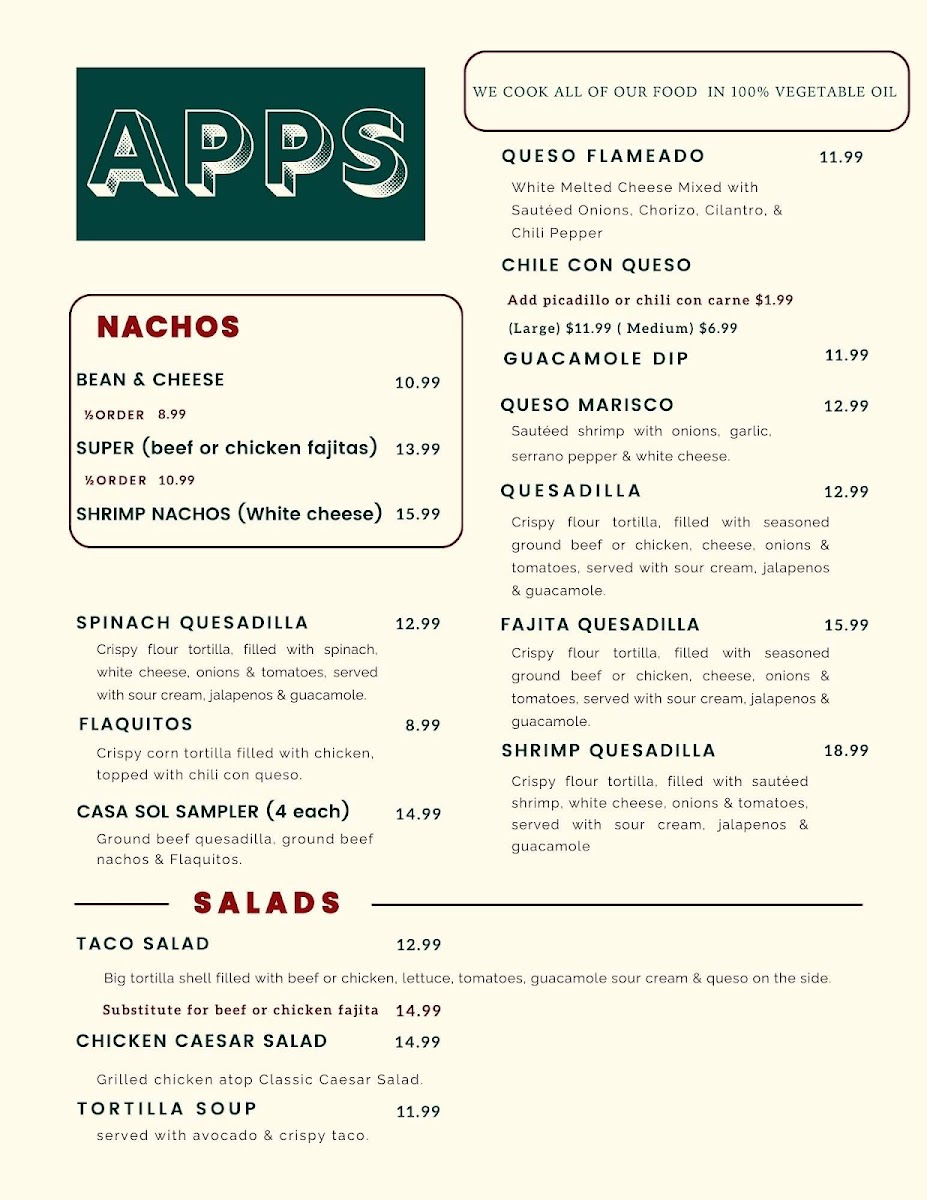 Menu Casa Sol Mexican Restaurant-6