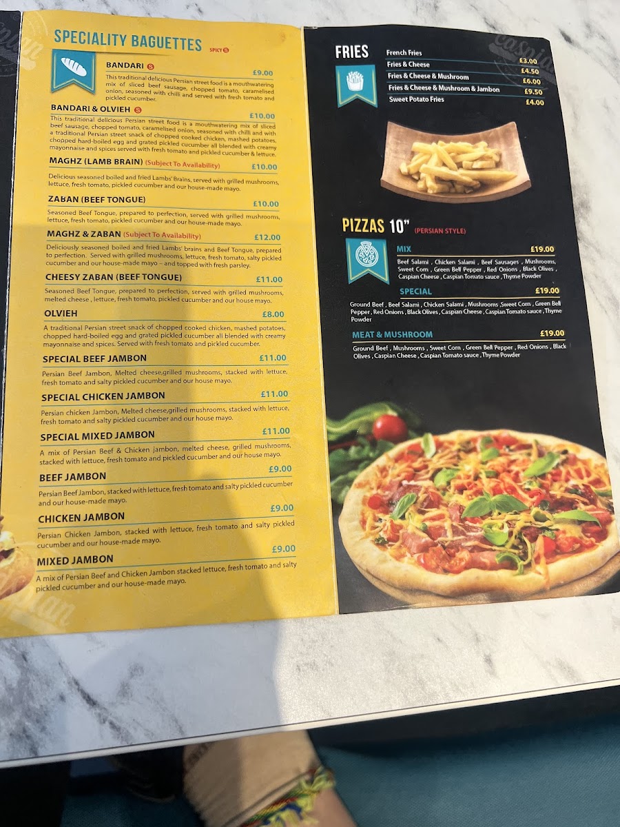 Menu Caspian Sandwich Bar-7