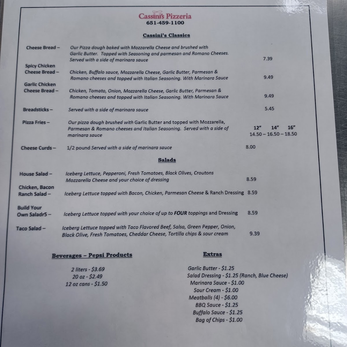 Menu Cassini's Pizza-3
