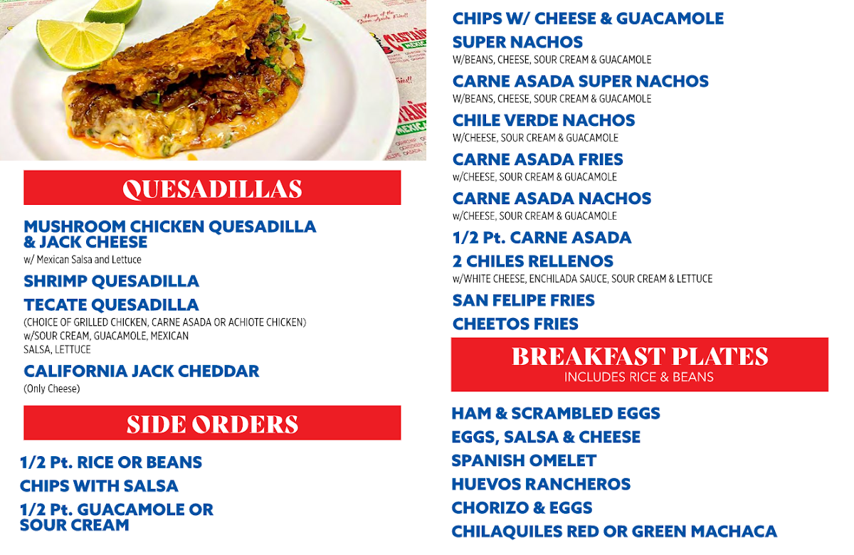 Menu Castañeda's Mexican Food-2