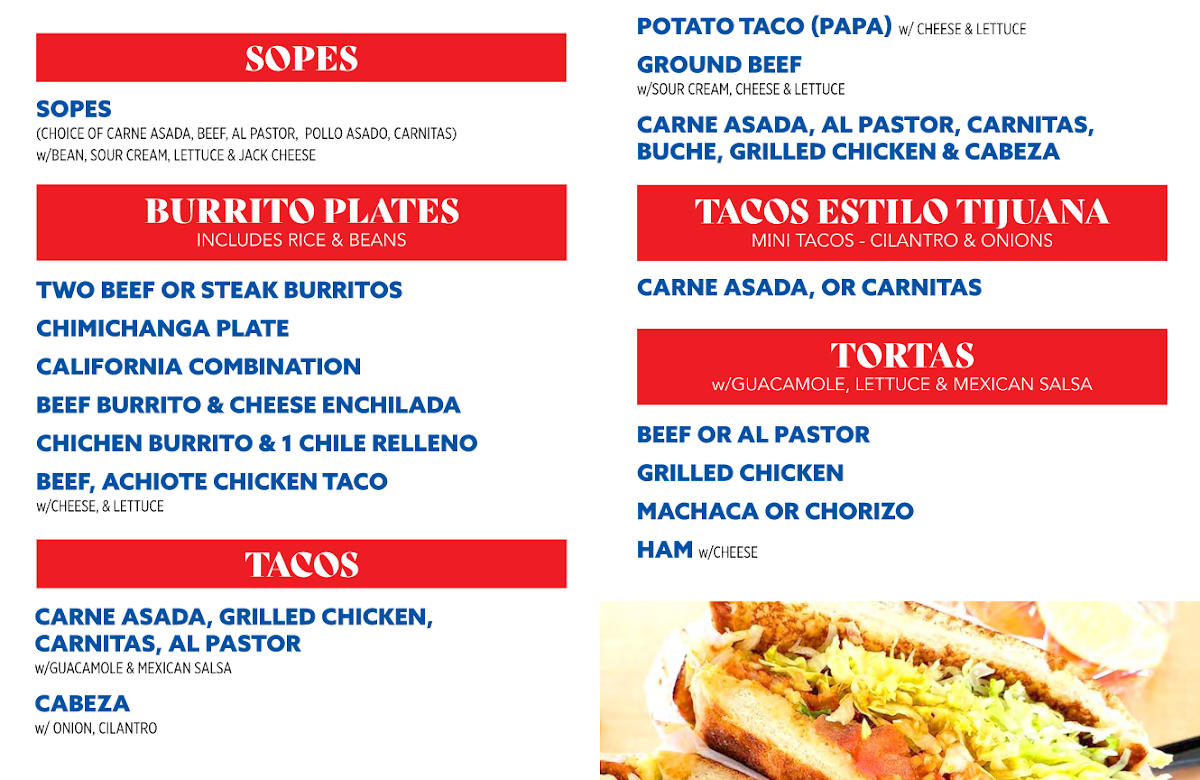 Menu Castañeda's Mexican Food-5