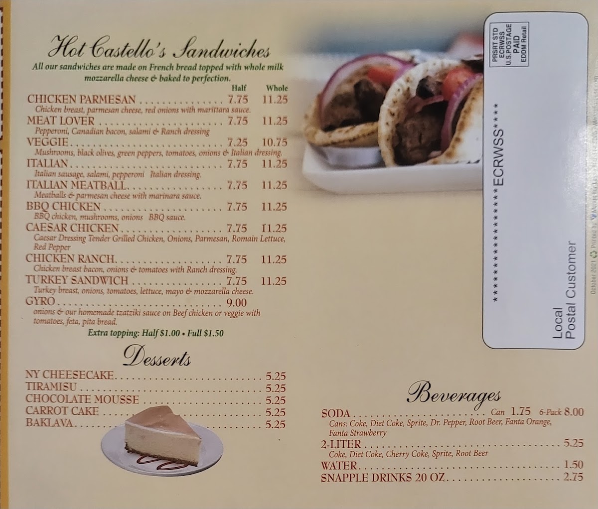 Menu Castello Pizza & Pasta-1