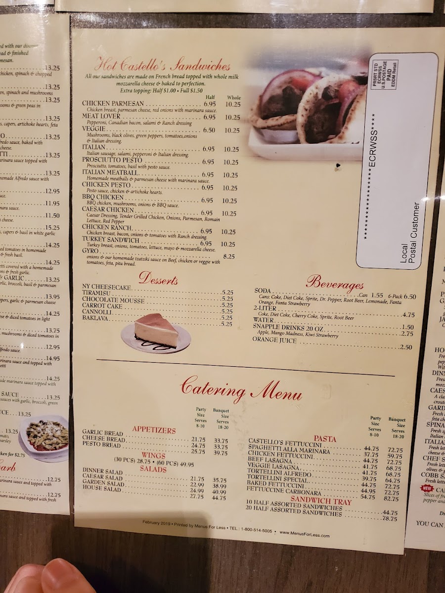 Menu Castello Pizza & Pasta-4