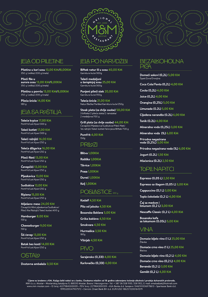 Menu Catering & Restaurant Mm - National Restaurant Mostar-1
