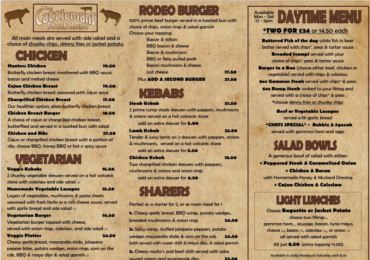 Menu Cattlemans Steakhouse At The Parkers Arms-3