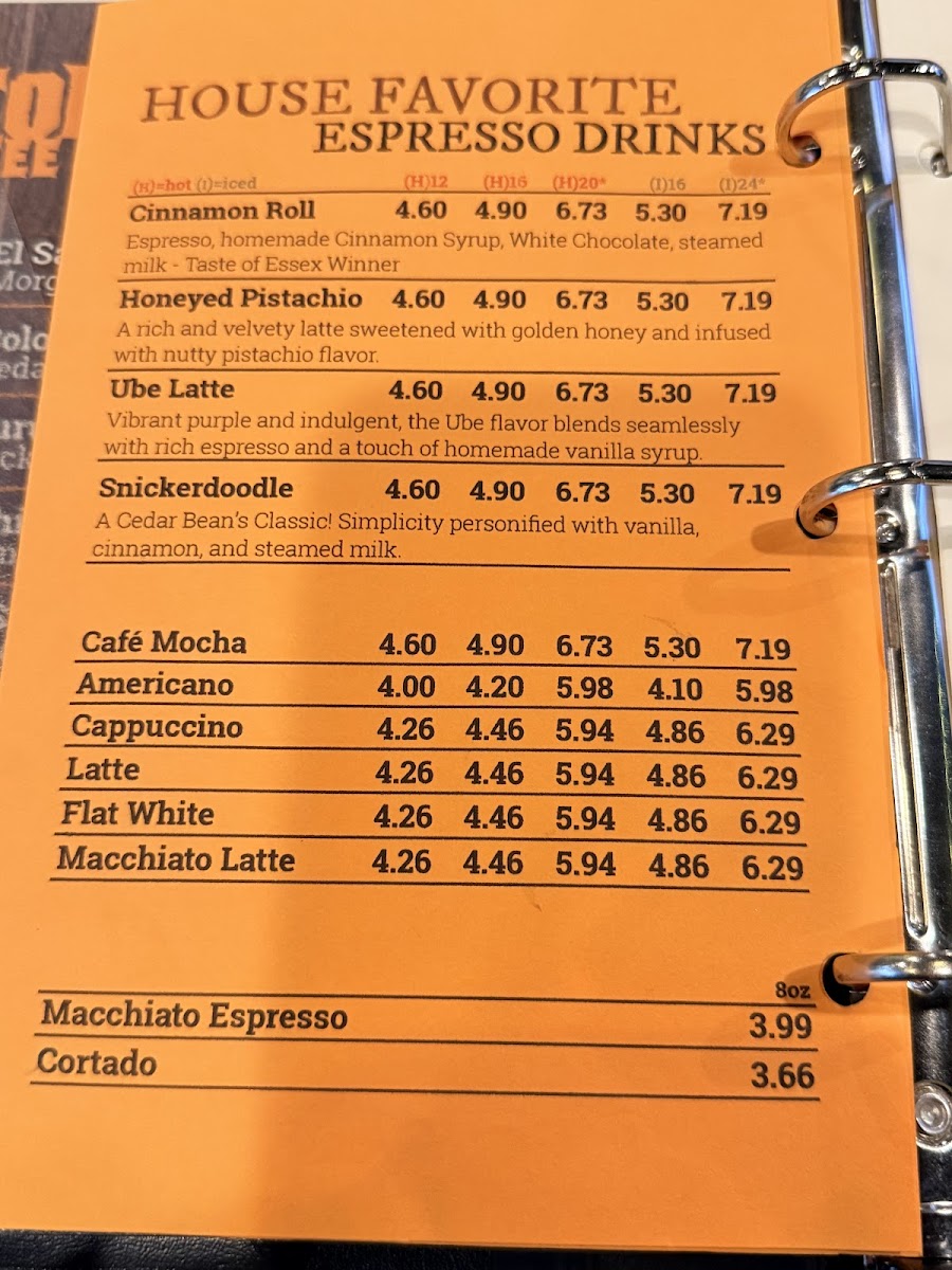 Menu Cedar Bean's Coffee Joint-2