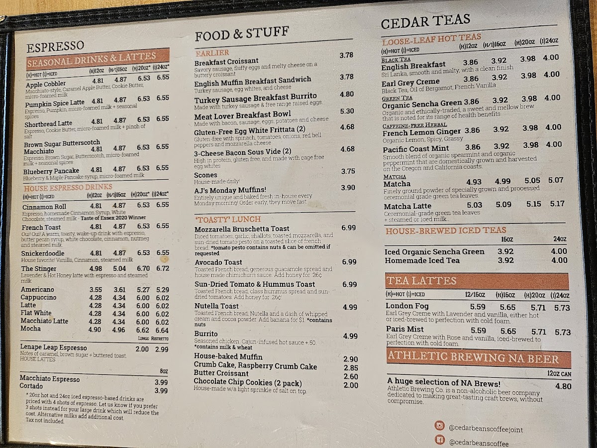 Menu Cedar Bean's Coffee Joint-3