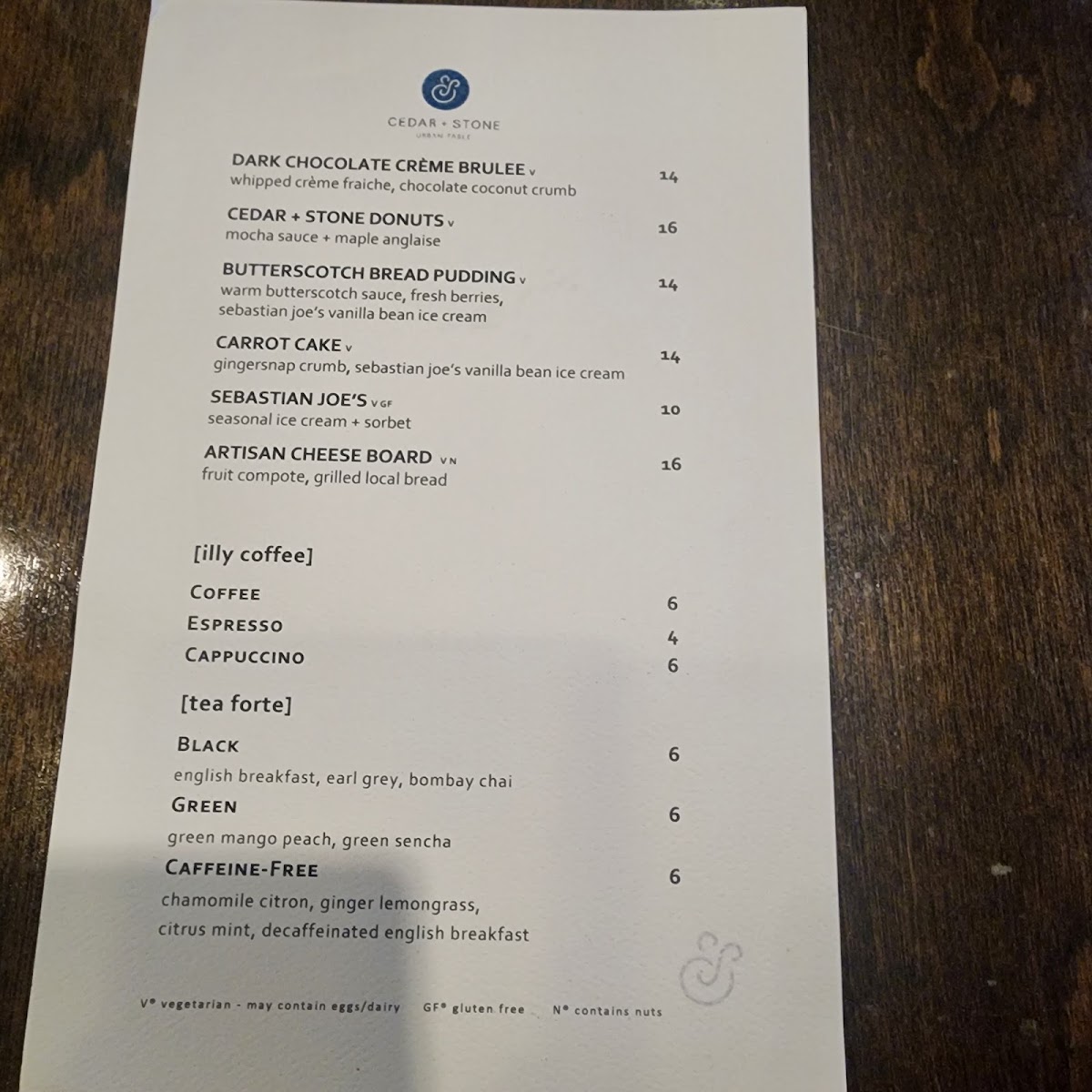Menu Cedar + Stone, Urban Table-10